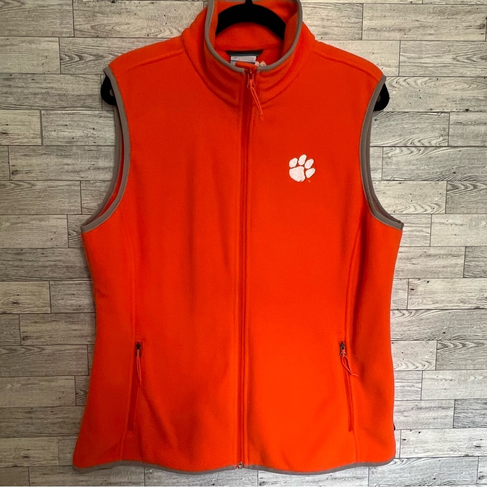Clemson or Auburn Tigers Women's‎ Fleece Vest XL-Orange w/Gray Piping Ful Zip